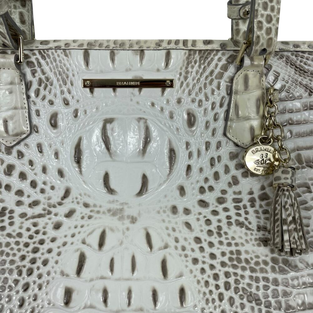 Brahmin Medium Asher Melbourne Tote Bag Shoulder Bag Cream Green - Picture 9 of 12